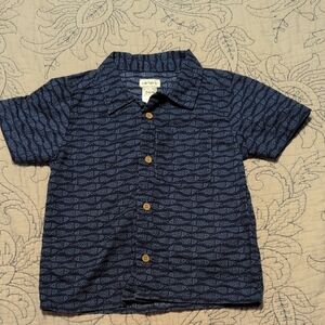 Carter's Dark Blue Fish Pattern Button Down Shirt